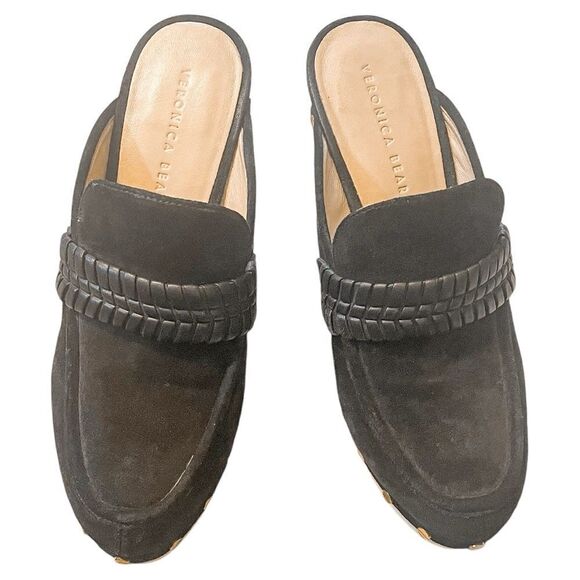 Veronica Beard Delia Studded Mule Clog in Eclipse Suede 9 - Picture 8 of 10